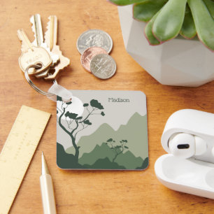 Llavero Ilustracion de naturaleza de nombre personalizado