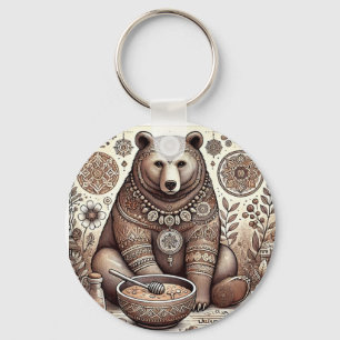 Llavero Ilustración de oso decorativo