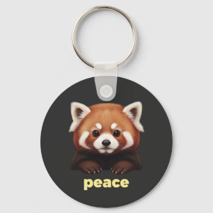 Llavero Ilustración de Panda Rojo Adorable "Paz" para Niño