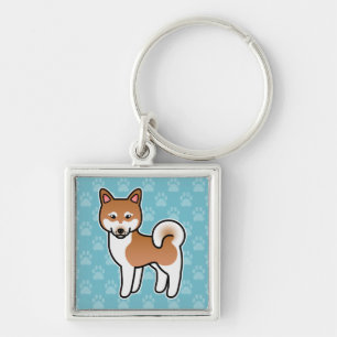 Llavero Ilustración de perro Alaskan Klee Kai rojo y blanc