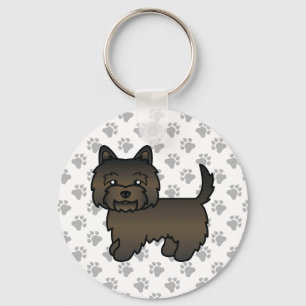 Llavero Ilustración de perro Cairn Terrier Dark Brindle y