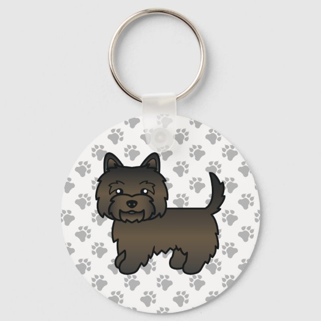 Llavero Ilustración de perro Cairn Terrier Dark Brindle y  (Anverso)