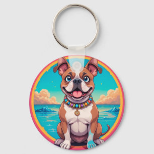 Llavero Ilustración de perro de dibujos animados adorable