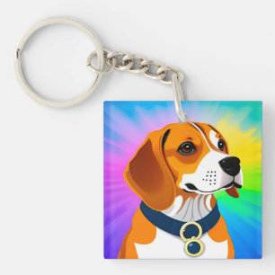 Llavero Ilustración de perro de dibujos animados coloridos