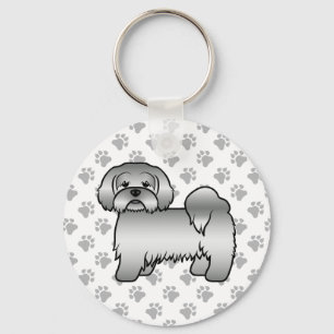 Llavero Ilustración de perro de dibujos animados Lhasa Aps