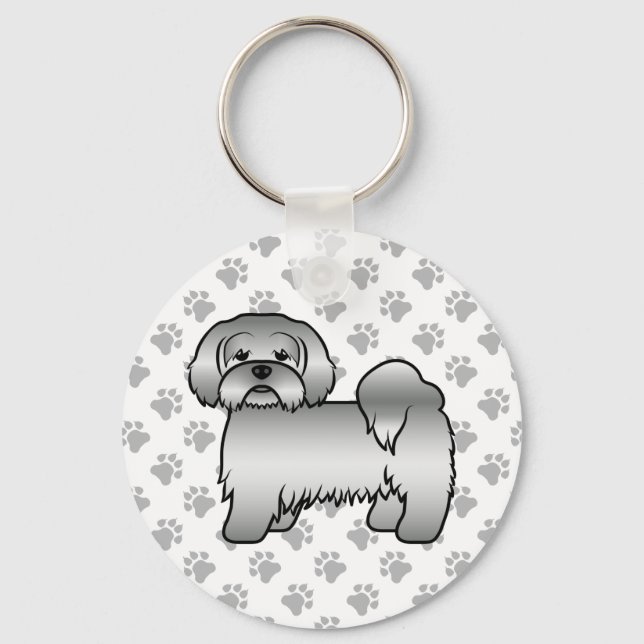 Llavero Ilustración de perro de dibujos animados Lhasa Aps (Anverso)