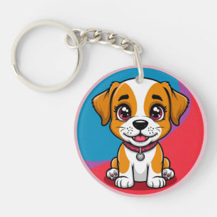 Llavero Ilustración de perro de dibujos animados lindo