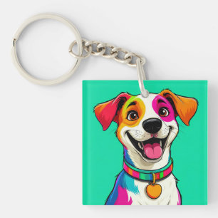 Llavero Ilustración de perro de dibujos animados lindo