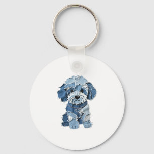 Llavero Ilustracion de perro de felpa de Denim