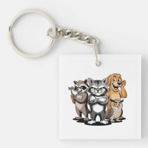 Llavero Ilustración de personajes de equipo de animales de