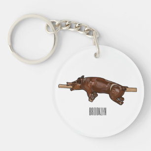 Llavero Ilustracion de personalizado asado de cerdo / cerd