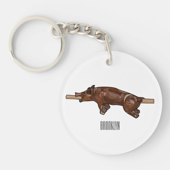 Llavero Ilustracion de personalizado asado de cerdo / cerd (Frente)