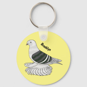 Llavero Ilustracion de personalizado de ave de pichón Escu