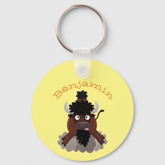 Llavero Ilustracion de personalizado de bisontes búfalos d (Anverso)