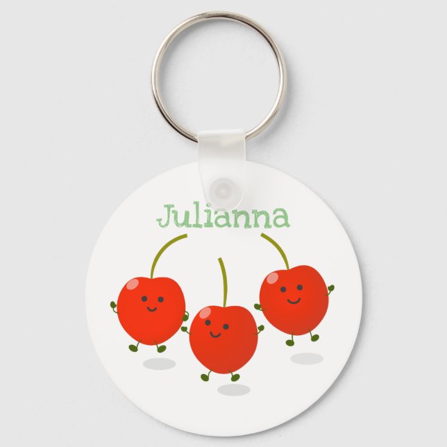 Llavero Ilustracion de personalizado de cerezas rojas de s (Anverso)