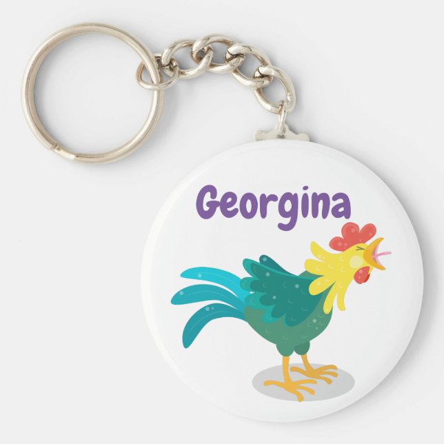 Llavero Ilustracion de personalizado de gallo (Frente)