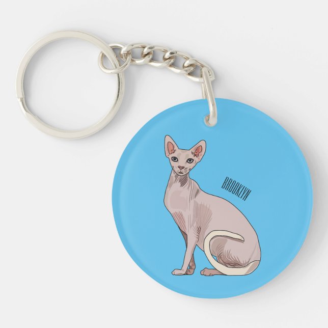 Llavero Ilustracion de personalizado de gatos Sfinx (Frente)