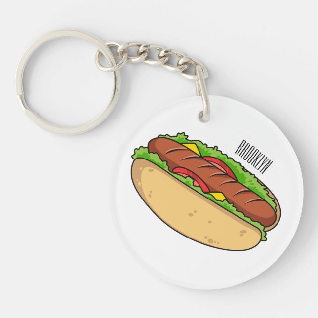 Llavero Ilustracion de personalizado de hot dog (Frente)