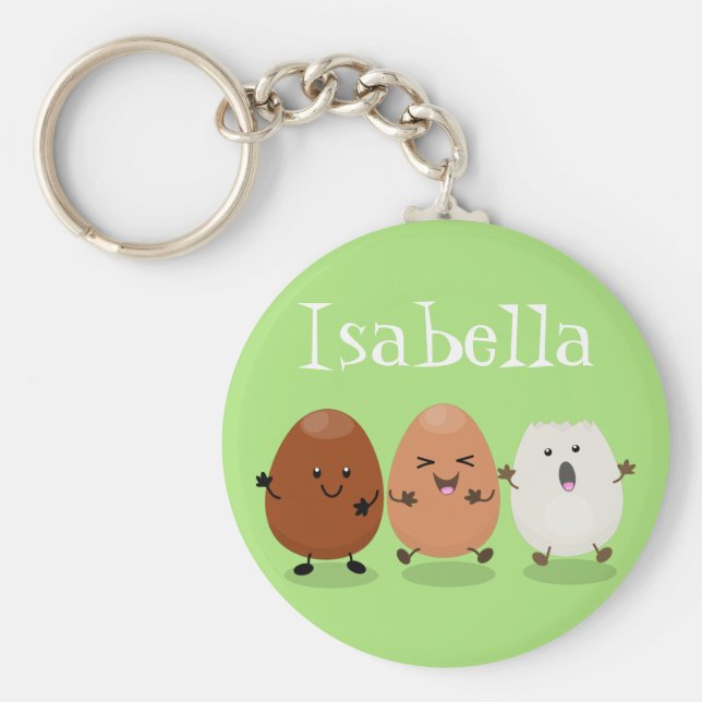 Llavero Ilustracion de personalizado de huevos graciosos (Frente)
