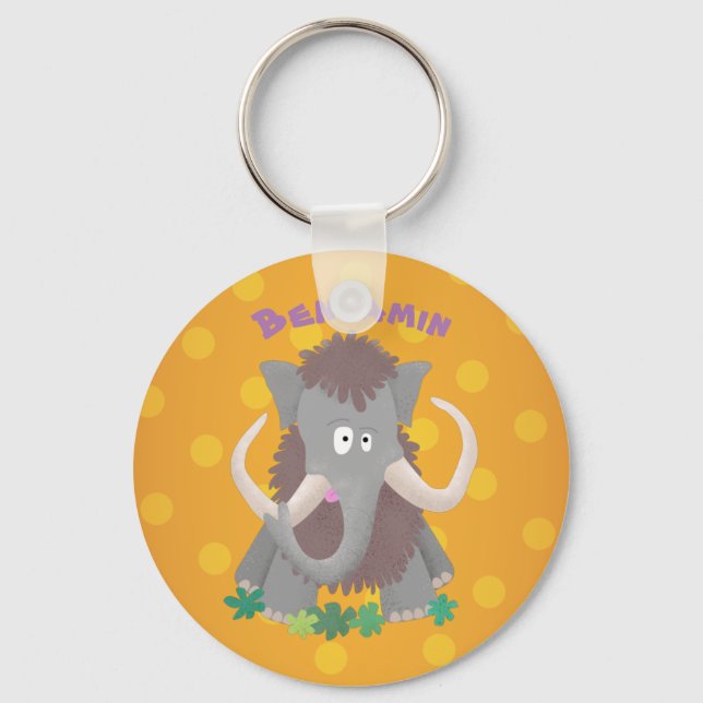 Llavero Ilustracion de personalizado de mamut bobo gracios (Anverso)