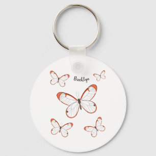 Llavero Ilustracion de personalizado de mariposa de vidrio