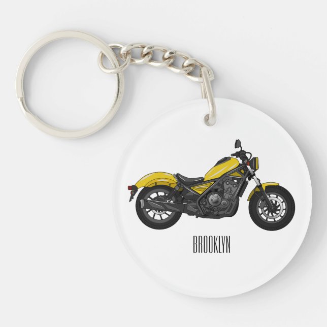Llavero Ilustracion de personalizado de motocicleta de cru (Frente)