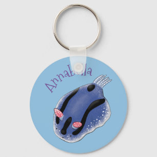 Llavero Ilustracion de personalizado de nudibranquias azul