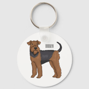 Llavero Ilustracion de personalizado de perro Airedale ter