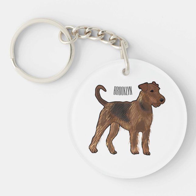 Llavero Ilustracion de personalizado de perro Airedale ter (Frente)