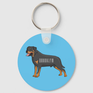 Llavero Ilustracion de personalizado de perro de Rottweile