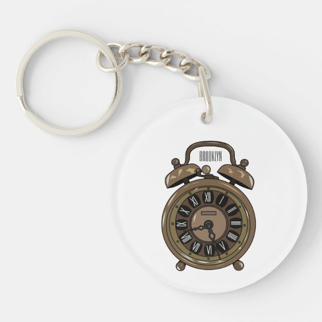Llavero Ilustracion de personalizado de reloj de alarma (Frente)