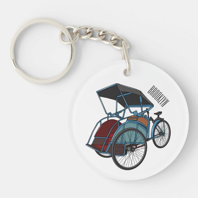 Llavero Ilustracion de personalizado de rickshaw en bicicl (Frente)