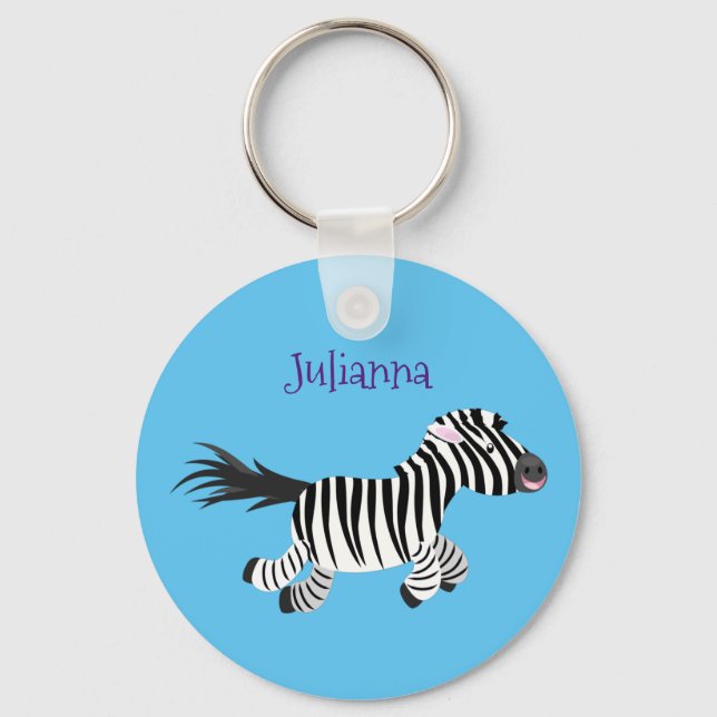 Llavero Ilustracion de personalizado de zebra graciosa (Anverso)