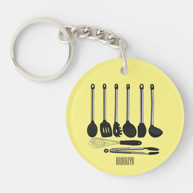 Llavero Ilustracion de personalizados utensiales de cocina (Frente)