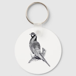 Llavero Ilustracion de Pheasant en el botón Anillo de clav