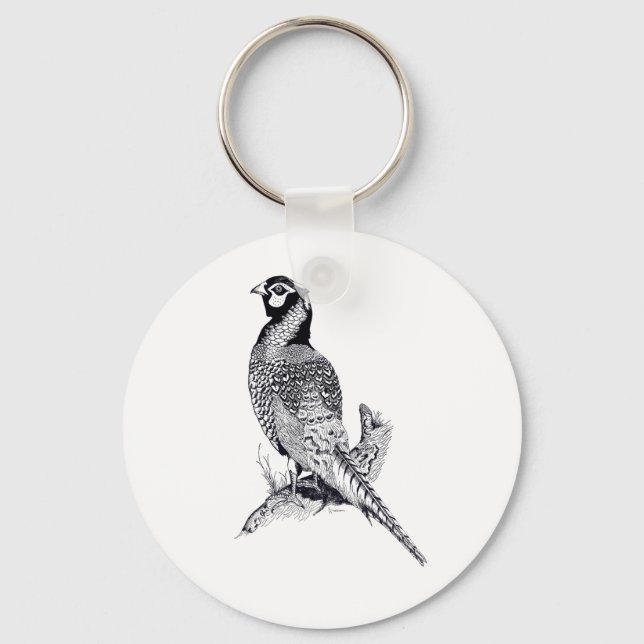 Llavero Ilustracion de Pheasant en el botón Anillo de clav (Anverso)