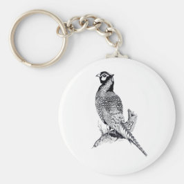 Llavero Ilustracion de Pheasant en el botón Anillo de clav