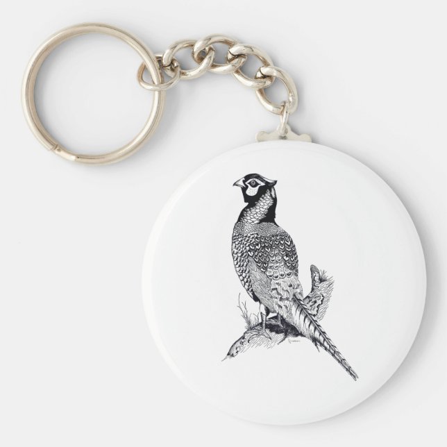 Llavero Ilustracion de Pheasant en el botón Anillo de clav (Frente)