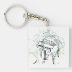 Llavero Ilustración de piano personalizado Arte Dibujo Ama