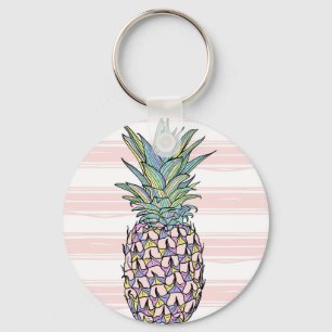 Llavero Ilustracion de piña vintage colorido.