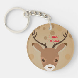 Llavero ilustracion de renos sobre fondo marrón