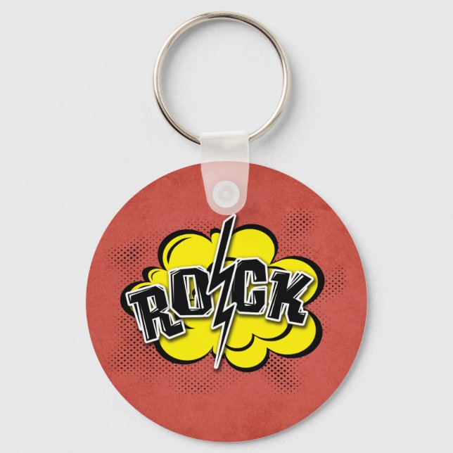 Llavero Ilustracion de rock de estilo cómico (Anverso)