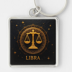 Llavero Ilustracion de Rótulo Golden Libra Zodiac