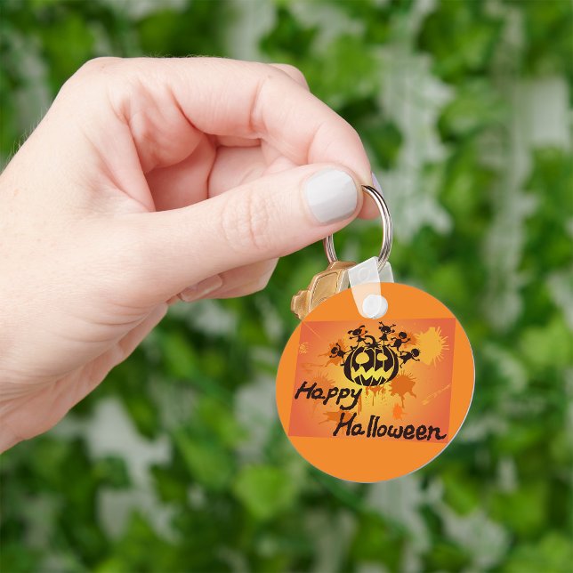 Llavero Ilustración de silueta de calabaza feliz de Hallow (Subido por el creador)