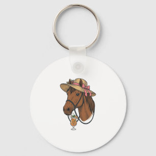 Llavero Ilustración de sombrero de verano cóctel de caball