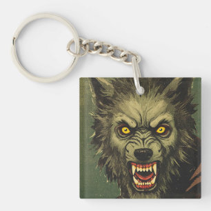 Llavero Ilustración de terror de hombre lobo feroz