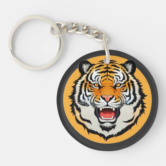 Llavero Ilustración de Tigre Poderoso (Frente)