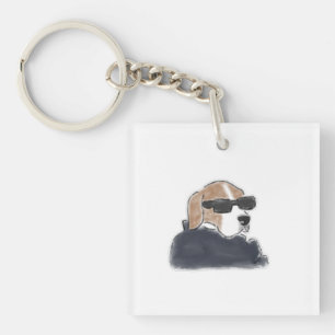 Llavero Ilustración de un Beagle genial con gafas de sol y