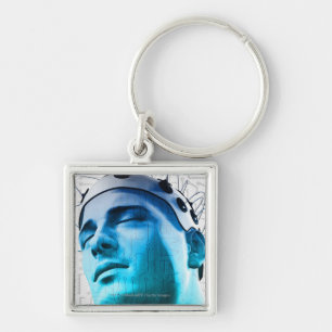 Llavero Ilustracion de un hombre que lleva un casquillo de