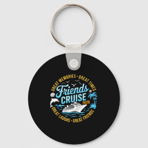 Llavero Ilustración de vacaciones de crucero de amigos coi